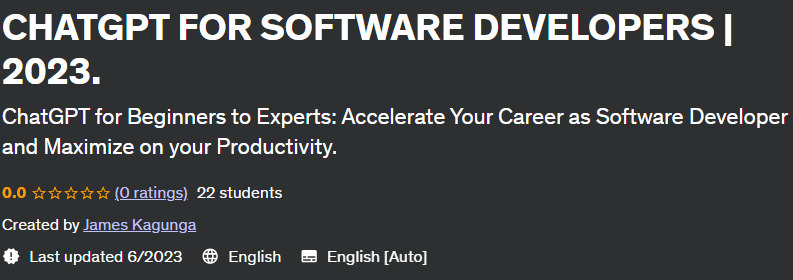 CHATGPT FOR SOFTWARE DEVELOPERS |  2023. 