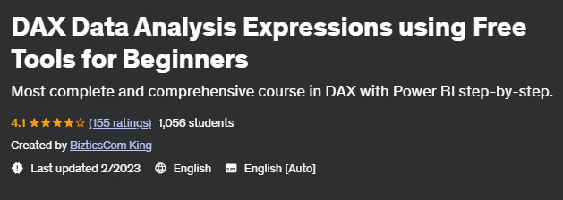DAX Data Analysis Expressions using Free Tools for Beginners