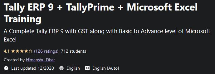 Tally ERP 9 + TallyPrime + Microsoft Excel Training