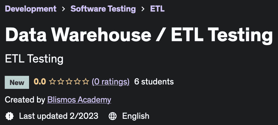 Data Warehouse / ETL Testing