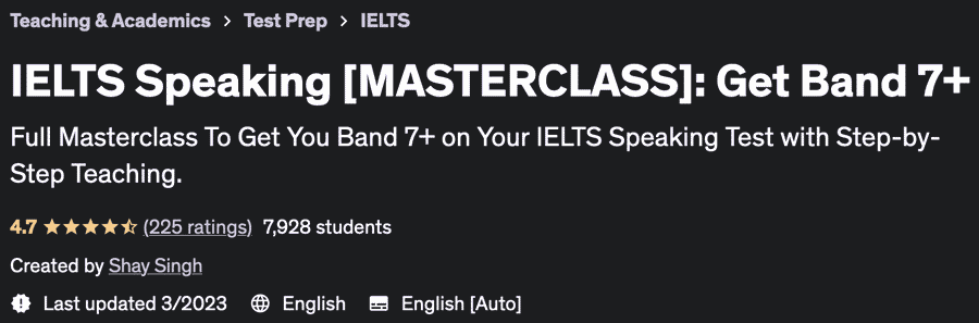 IELTS Speaking (MASTERCLASS): Get Band 7+