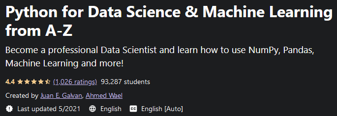 Python for Data Science & Machine Learning from AZ