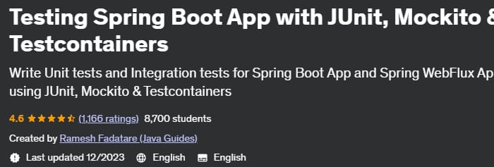 Testing Spring Boot App with JUnit, Mockito & Testcontainers