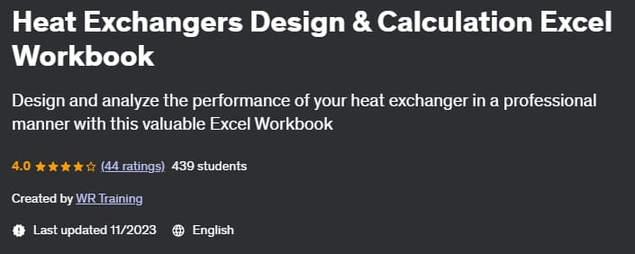 Heat Exchangers Design & Calculation Excel Workbook