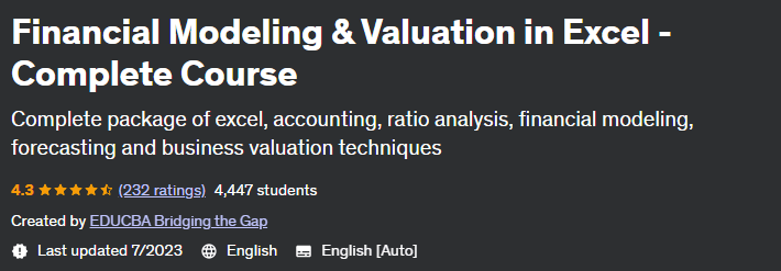 Financial Modeling & Valuation in Excel - Complete Course