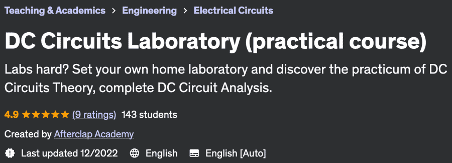 DC Circuits Laboratory (practical course)