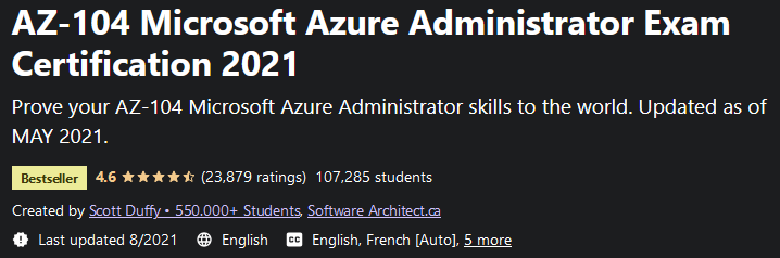 AZ-104 Microsoft Azure Administrator Exam Certification 2021