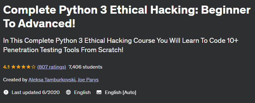 Complete Python 3 Ethical Hacking: Beginner To Advanced