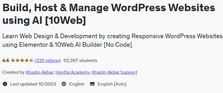 Build Host & Manage WordPress Websites using AI (10Web)