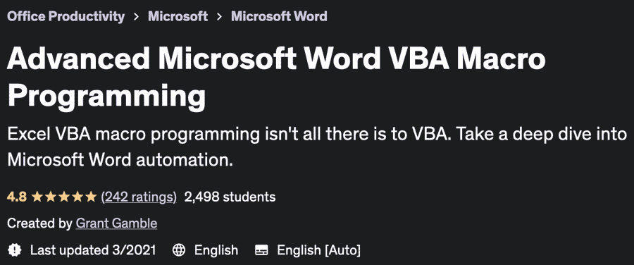 Advanced Microsoft Word VBA Macro Programming