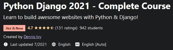 Python Django 2021 - Complete Course