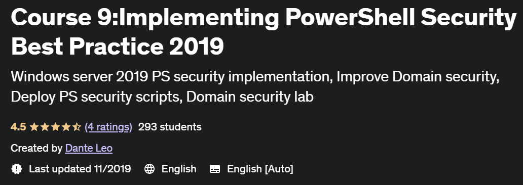 Course 9: Implementing PowerShell Security Best Practice 2019