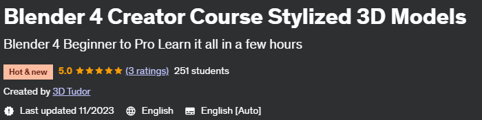 Blender 4 Creator Course Stylized 3D Models