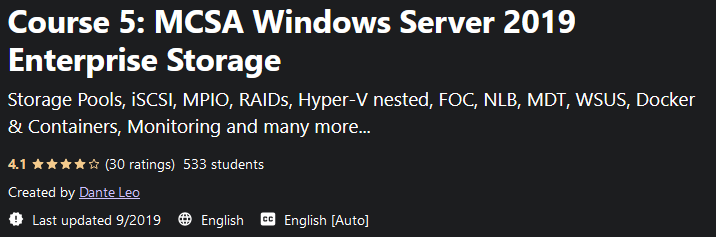 Course 5: MCSA Windows Server 2019 Enterprise Storage