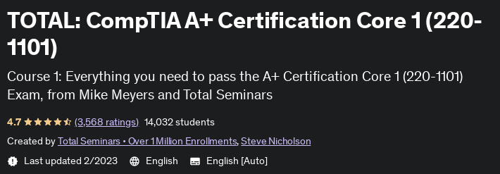 TOTAL: CompTIA A+ Certification Core 1 (220-1101)