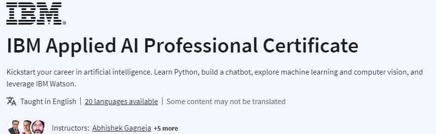 IBM Applied AI Professional Certificate