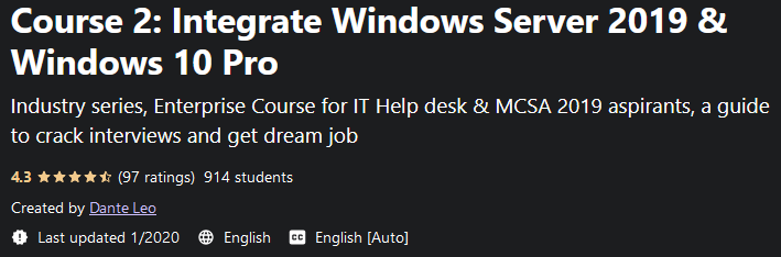 Course 2: Integrate Windows Server 2019 & Windows 10 Pro