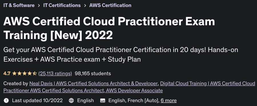 AWS Certified Cloud Practitioner Exam Training (New) 2022