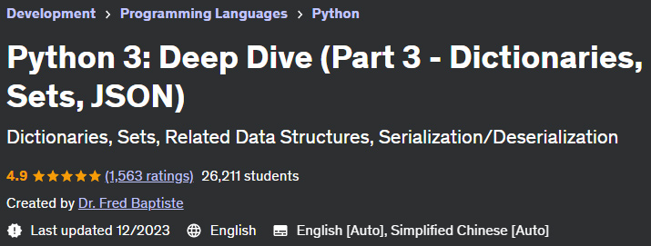 Python 3: Deep Dive (Part 3 - Dictionaries, Sets, JSON)