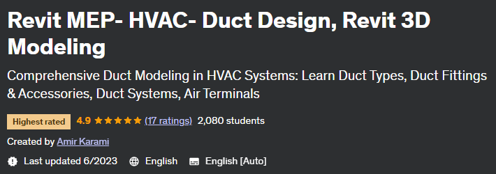 Revit MEP- HVAC- Duct Design, Revit 3D Modeling