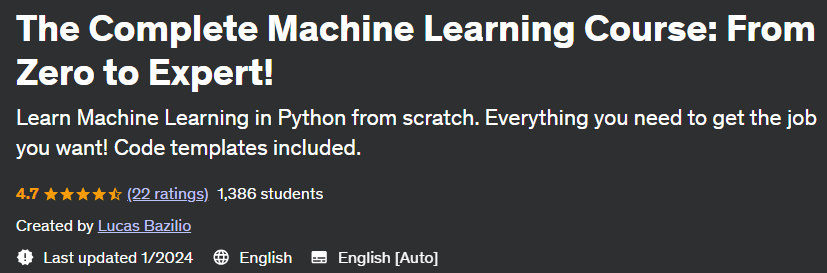 The Complete Machine Learning Course: From Zero to Expert! 