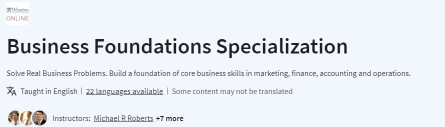 Business Foundations Specialization