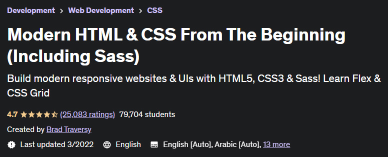 Modern HTML & CSS From The Beginning (Including Sass)