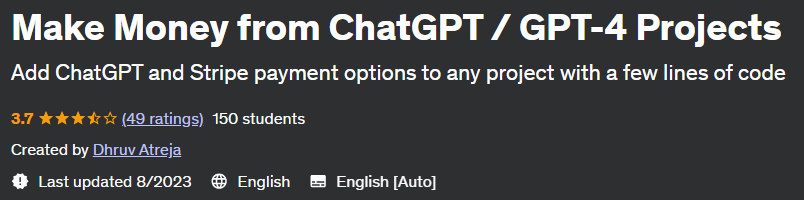 Make Money from ChatGPT / GPT-4 Projects 