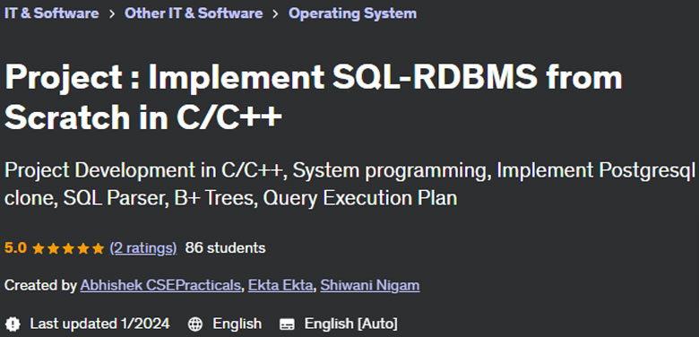 Project: Implement SQL-RDBMS from Scratch in C/C++