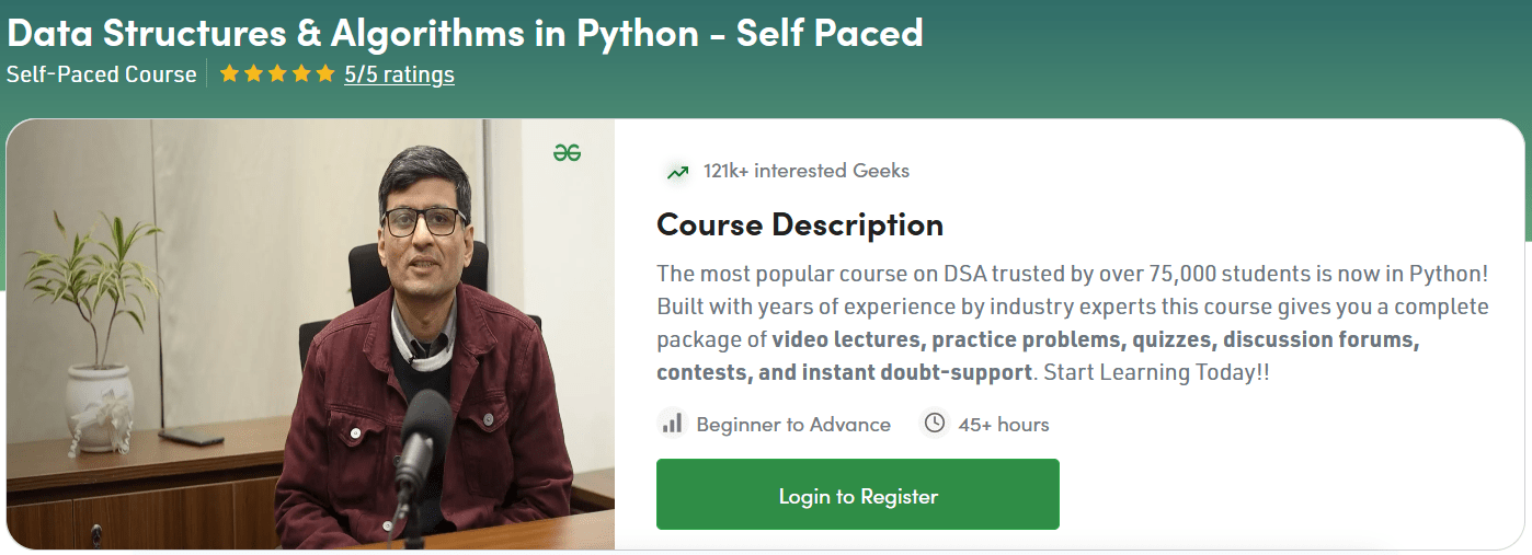 Data Structures & Algorithms in Python - Self Paced