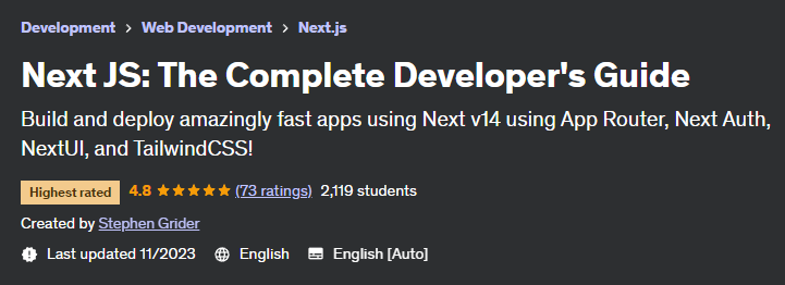 Next JS The Complete Developer's Guide