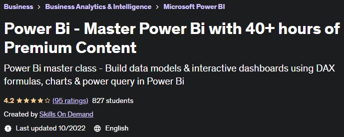 Power Bi - Master Power Bi with 40+ hours of Premium Content