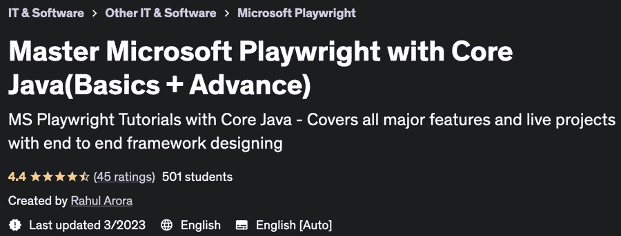 Master Microsoft Playwright with Core Java (Basics + Advance)