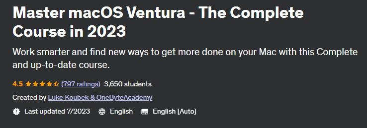 Master macOS Ventura - The Complete Course in 2023 