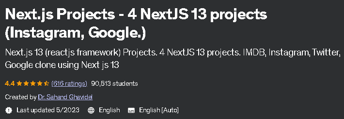 Next.js Projects - 4 NextJS 13 projects (Instagram, Google.)