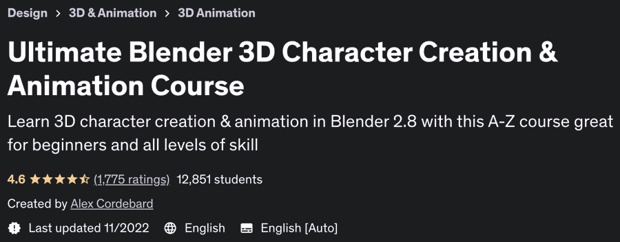 Ultimate Blender 3D Character Creation & Animation Course