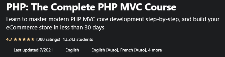 PHP: The Complete PHP MVC Course 