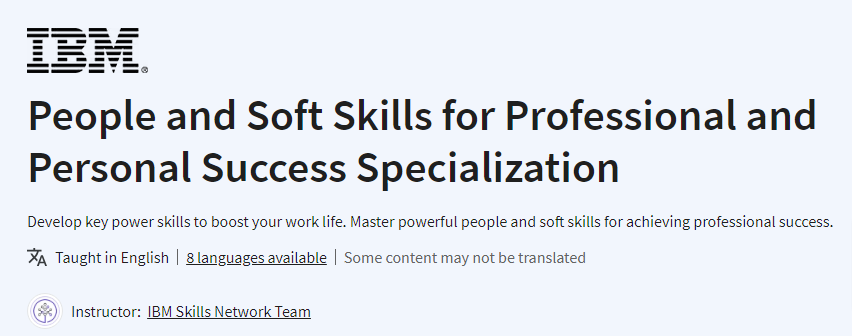 People and Soft Skills for Professional and Personal Success Specialization