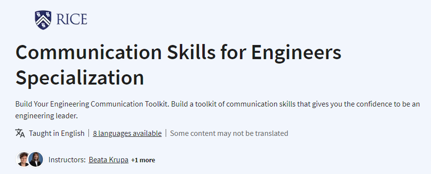 Communication Skills for Engineers Specialization