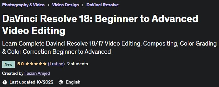 DaVinci Resolve 18: Beginner to Advanced Video Editing