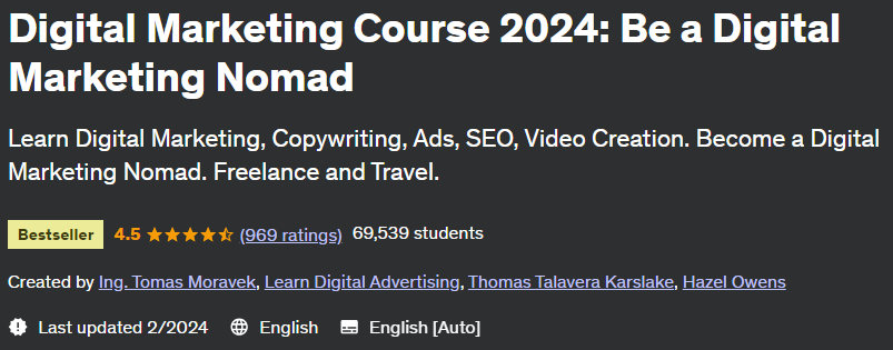 Digital Marketing Course 2024: Be a Digital Marketing Nomad