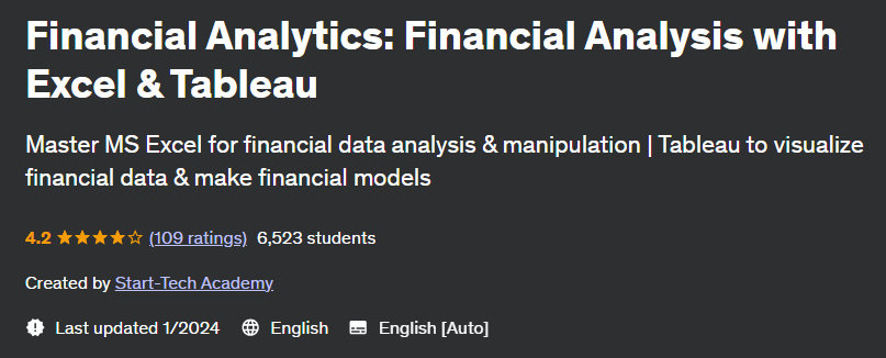 Financial Analytics Financial Analysis with Excel & Tableau