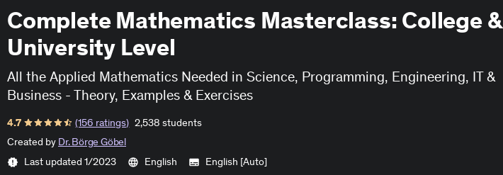 Complete Mathematics Masterclass: College & University Level