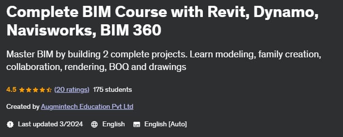 Complete BIM Course with Revit, Dynamo, Navisworks, BIM 360