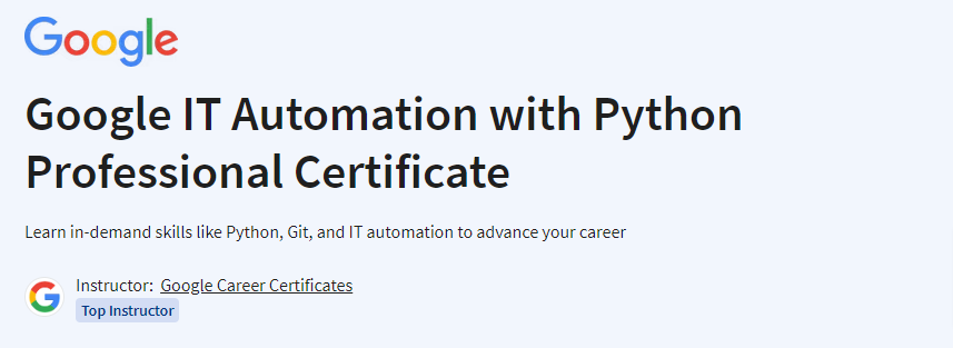 Google IT Automation with Python Professional Certificate 