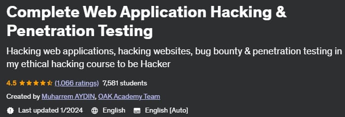 Complete Web Application Hacking & Penetration Testing