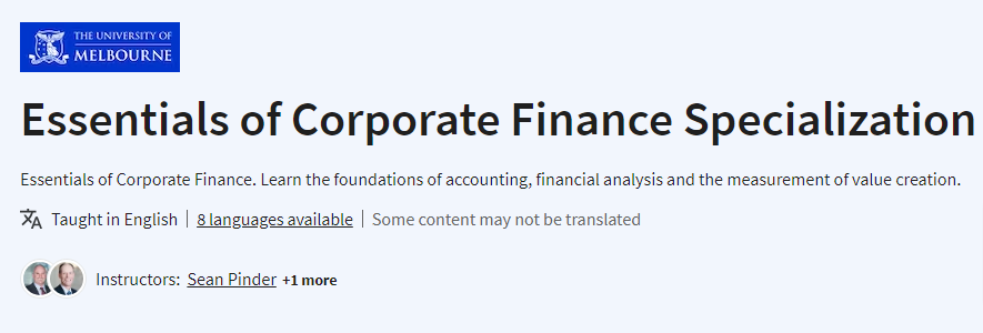 Essentials of Corporate Finance Specialization