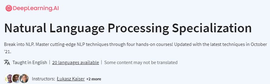 Natural Language Processing Specialization