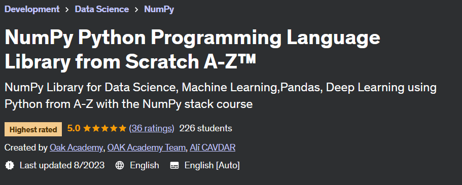 NumPy Python Programming Language Library from Scratch AZ