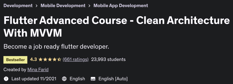 Flutter Advanced Course - Clean Architecture With MVVM